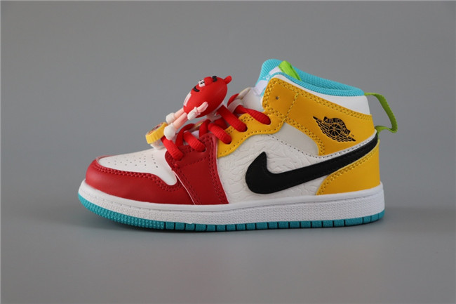 Youth Running Weapon Air Jordan 1 Red/White/Yellow Shoes 112